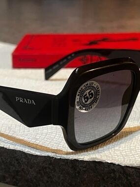 Prada Black Square Sunglasses with Gradient Lenses